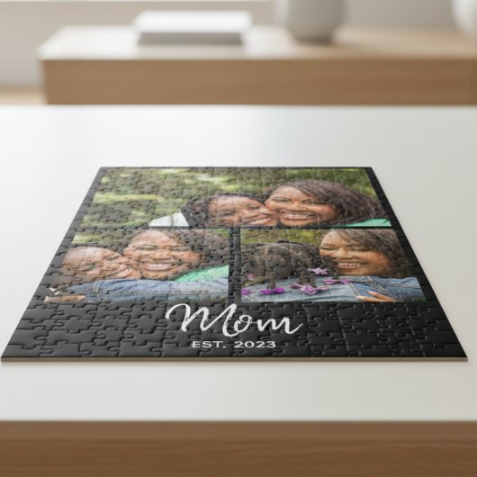 Mama hat modernes schwarzes Skript 3 Foto Puzzle