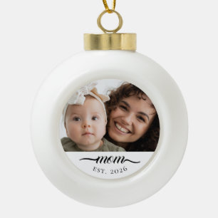 Mama hat modernes schwarzes Skript-Foto Elegant ei Keramik Kugel-Ornament