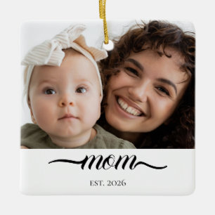 Mama hat modernes schwarzes Skript-Foto elegant ei Keramikornament