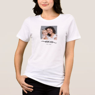 Mama hat modernes schwarzes Skript-Foto elegant ei Tri-Blend Shirt