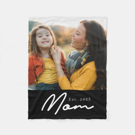 Mama hat modernes schwarzes Skript-Foto erstellt Fleecedecke (Vorderseite)