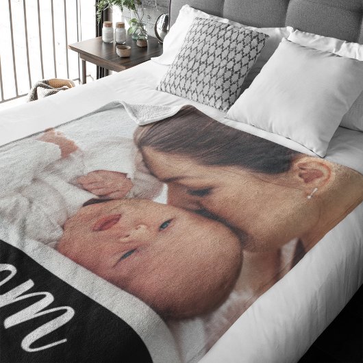 Mama hat modernes schwarzes Skript-Foto erstellt Fleecedecke