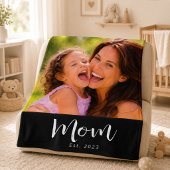 Mama hat modernes schwarzes Skript-Foto erstellt Fleecedecke