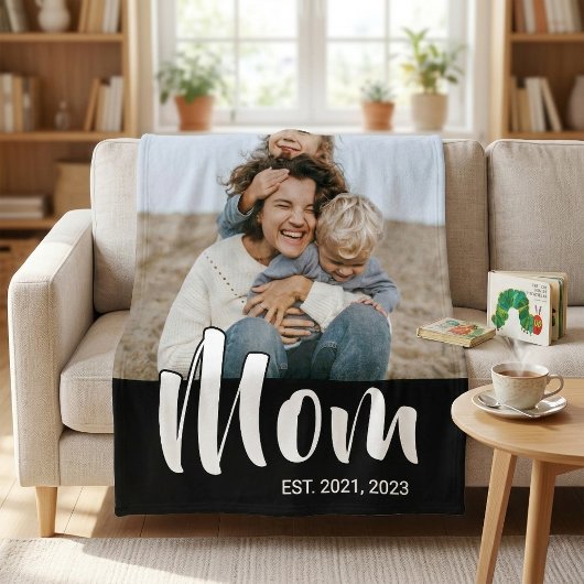 Mama hat modernes schwarzes Skript-Foto erstellt Fleecedecke