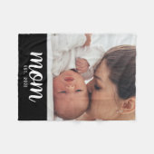 Mama hat modernes schwarzes Skript-Foto erstellt Fleecedecke (Vorderseite (Horizontal))