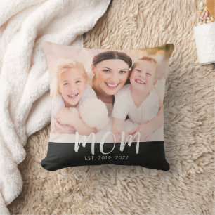 Mama hat modernes schwarzes Skript-Foto erstellt Kissen