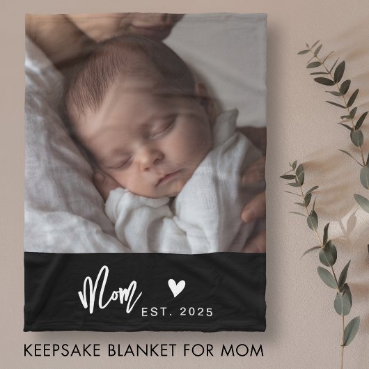Mama hat modernes schwarzes Skript-Foto-Herz etabl Fleecedecke