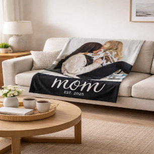 Mama hat modernes schwarzes Skriptfoto erstellt Fleecedecke