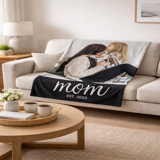Mama hat modernes schwarzes Skriptfoto erstellt Fleecedecke
