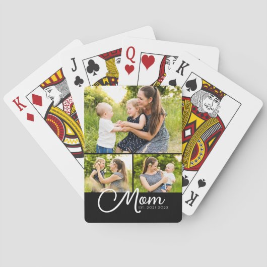 Mama hat modernes Skript 3 Foto eingerichtet Spielkarten (Rückseite)