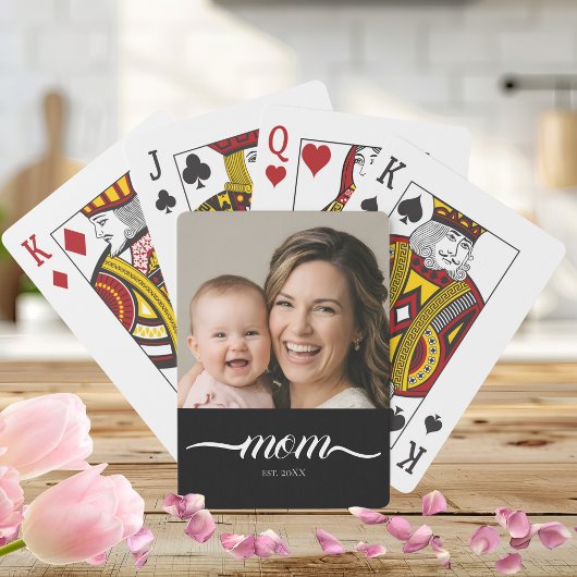 Mama hat modernes Skript-Foto angepasst Spielkarten