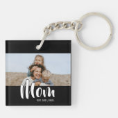 Mama hat modernes Skript-Foto eingerichtet Schlüsselanhänger (Rückseite)