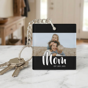 Mama hat modernes Skript-Foto eingerichtet Schlüsselanhänger