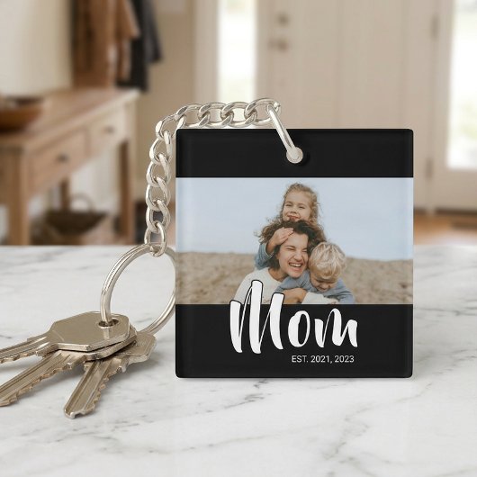 Mama hat modernes Skript-Foto eingerichtet Schlüsselanhänger