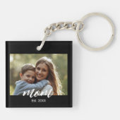 Mama hat modernes Skript-Foto erstellt Schlüsselanhänger (Rückseite)
