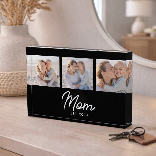 Mama hat modernes Skript Schwarz 3 Foto Block eing