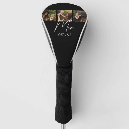 Mama hat modernes Skript Schwarz 3 Foto eingericht Golf Headcover (Vorderseite)