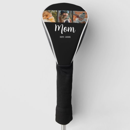 Mama hat modernes Skript Schwarz 3 Foto eingericht Golf Headcover (Vorderseite)