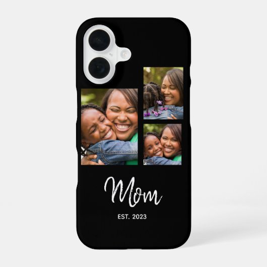 Mama hat modernes Skript Schwarz 3 Foto eingericht iPhone 16 Hülle (Rückseite)