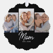 Mama hat modernes Skript Schwarz 3 Foto eingericht Ornament Karte (Rückseite)