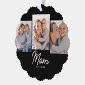 Mama hat modernes Skript Schwarz 3 Foto eingericht Ornament Karte (Links)
