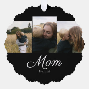 Mama hat modernes Skript Schwarz 3 Foto eingericht Ornament Karte