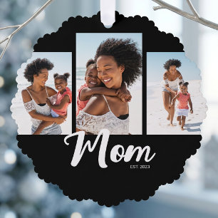 Mama hat modernes Skript Schwarz 3 Foto eingericht Ornament Karte