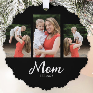 Mama hat modernes Skript Schwarz 3 Foto eingericht Ornament Karte