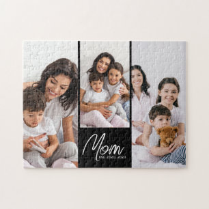 Mama hat modernes Skript Schwarz 3 Foto eingericht Puzzle