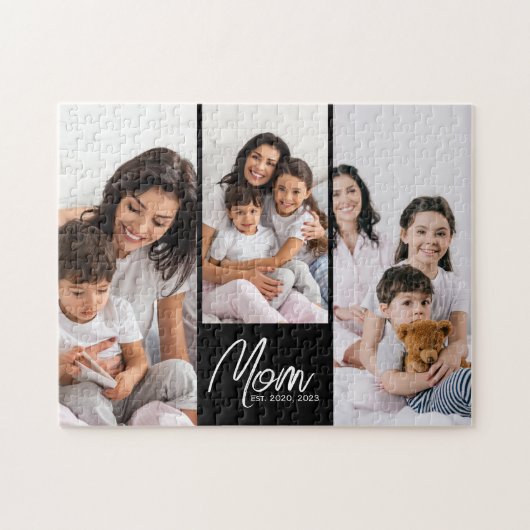 Mama hat modernes Skript Schwarz 3 Foto eingericht Puzzle (Horizontal)