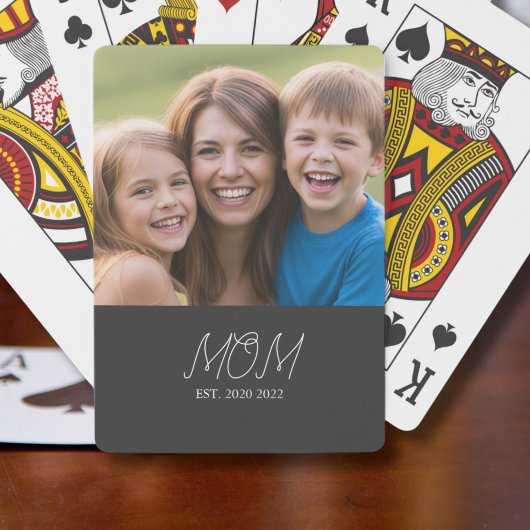 Mama hat modernes Skript Schwarz 3 Foto eingericht Spielkarten