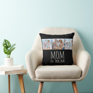 Mama hat modernes Skript Schwarz 3 Foto erstellt Kissen
