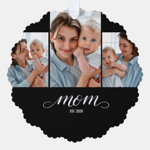 Mama hat modernes Skript Schwarz 3 Foto erstellt Ornament Karte