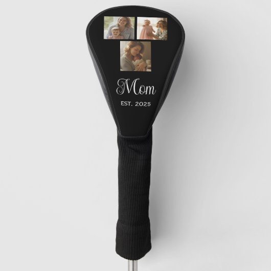 Mama hat modernes Skript Schwarz 3 Foto Golf Headcover (Vorderseite)