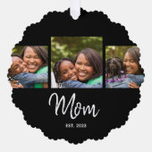 Mama hat modernes Skript Schwarz 3 Foto Ornament Karte (Vorderseite)