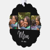 Mama hat modernes Skript Schwarz 3 Foto Ornament Karte (Links)