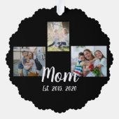 Mama hat modernes Skript Schwarz 3 Foto Ornament Karte (Rückseite)