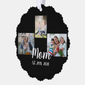 Mama hat modernes Skript Schwarz 3 Foto Ornament Karte (Links)