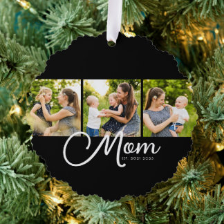 Mama hat modernes Skript Schwarz 3 Foto Ornament Karte