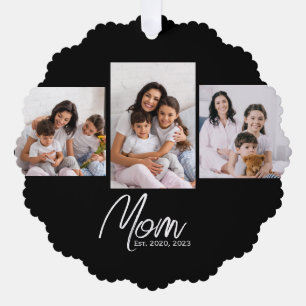 Mama hat modernes Skript Schwarz 3 Foto Ornament Karte