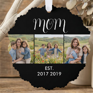 Mama hat modernes Skript Schwarz 3 Foto Ornament Karte