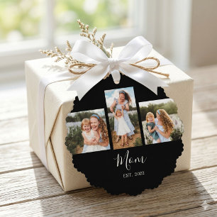 Mama hat modernes Skript Schwarz 3 Foto Ornament Karte