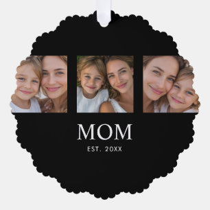 Mama hat modernes Skript Schwarz 3 Foto Ornament Karte