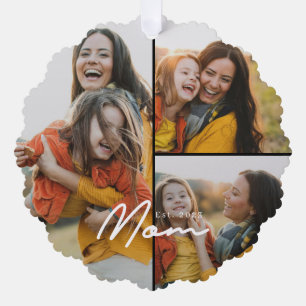 Mama hat modernes Skript Schwarz 3 Foto Ornament Karte