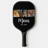 Mama hat modernes Skript Schwarz 3 Foto Pickleball Schläger (Vorderseite)