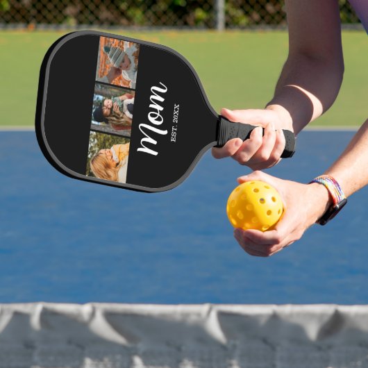 Mama hat modernes Skript Schwarz 3 Foto Pickleball Schläger (InSitu)