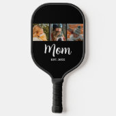 Mama hat modernes Skript Schwarz 3 Foto Pickleball Schläger (Rückseite)