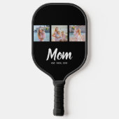 Mama hat modernes Skript Schwarz 3 Foto Pickleball Schläger (Rückseite)