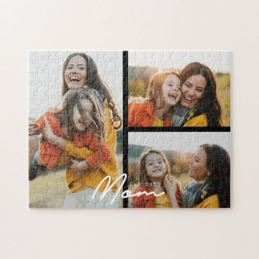 Mama hat modernes Skript Schwarz 3 Foto Puzzle (Horizontal)