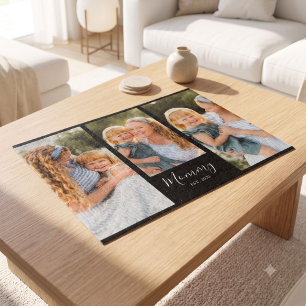 Mama hat modernes Skript Schwarz 3 Foto Puzzle